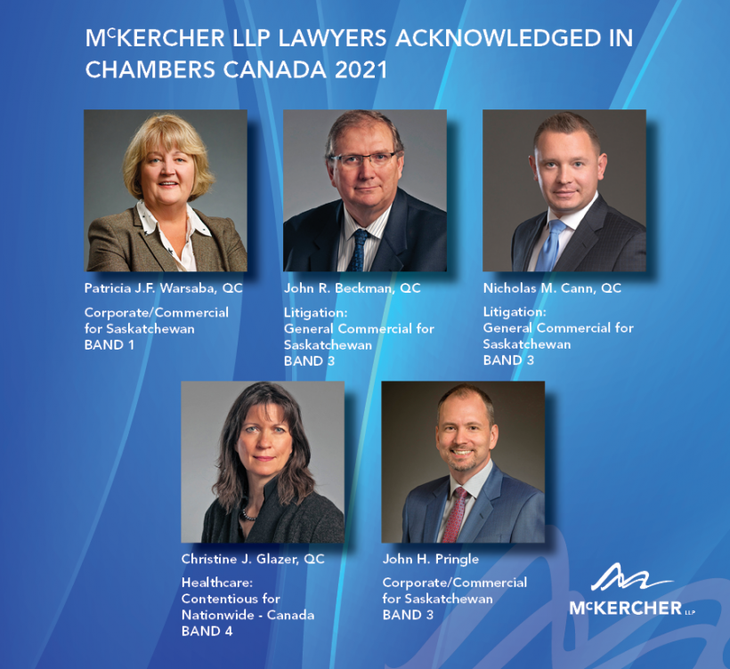 Chambers Canada 2021 McKercher LLP Ranked Lawyers