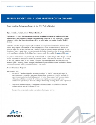Federal Budget Resource Bulletin 2018