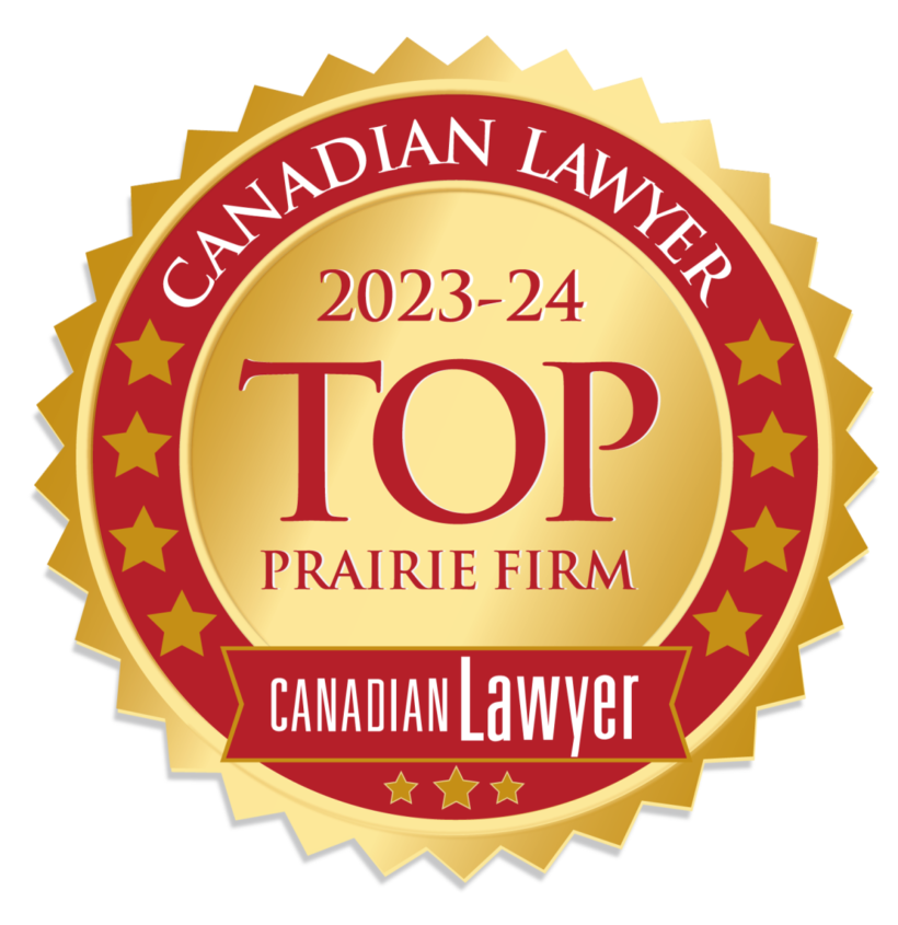 Canadian Lawyer medal crest states 2023-24 TOP Prairie Firm. Awarded to McKercher LLP on December 6, 2023